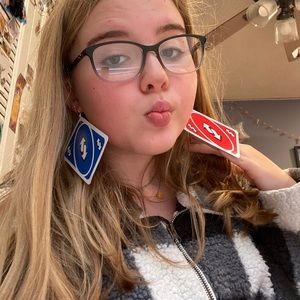 Uno card earrings